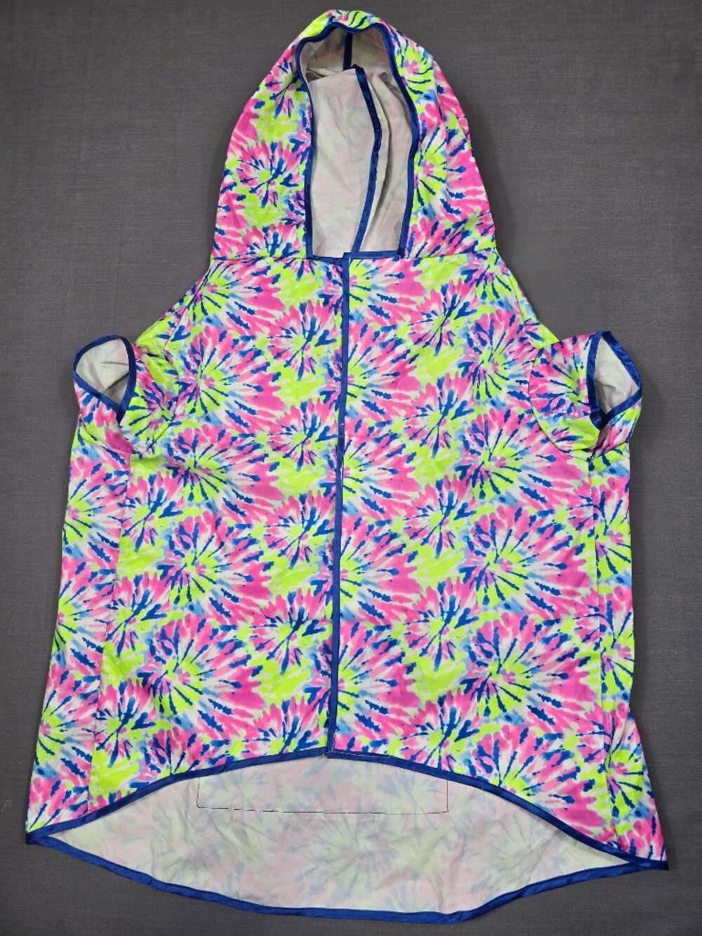 Justice Girls Dog Rain Coat XL Tie-Dye Hooded Vest Jacket